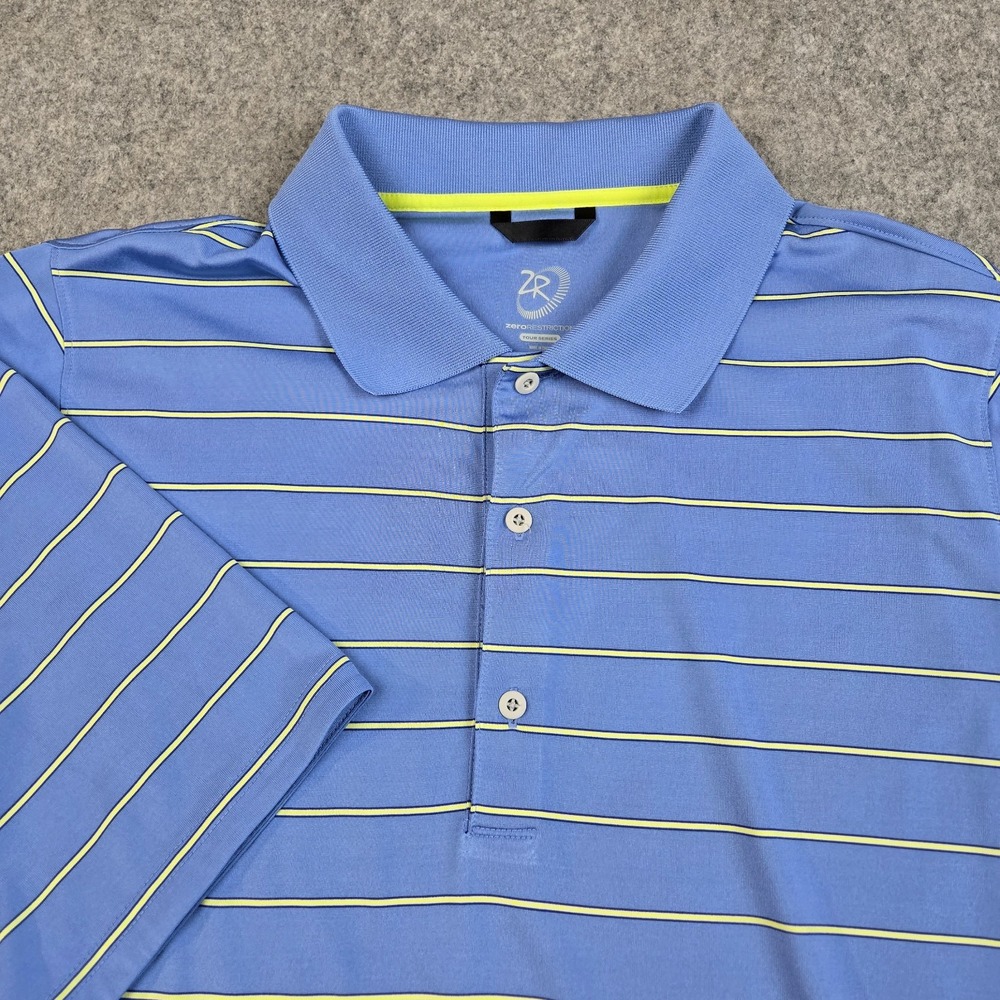 Zero Restriction Golf Polo Shirt Mens XL Tour Series Blue Striped Performance